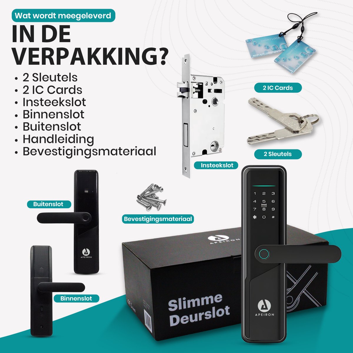 Apeiron Smart Lock Slim Deurslot Met Vingerafdruk