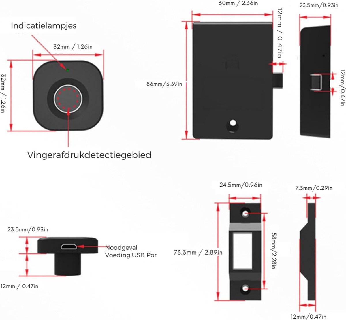 APP Vingerafdruk Halfgeleider Biometrisch Kastslot