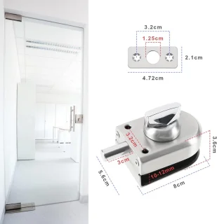 Dailygoods- Deurslot 304 Roestvrij Staal - Glazen Deurslot - Vloervergrendeling - Geschikt voor 10-12mm Dikte - Inclusief Bevestigingsmaterialen - Duurzaam en Corrosiebestendig