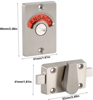 Dailygoods- Deurslot Roestvrij Staal - Indicator Privacy - Grendel - Zinklegering - Voor Binnendeur - Geschikt voor Plaatdikte 12-18 mm - Deurslotindicator