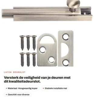 Dailygoods deurslot vintage-stijl schuifbout