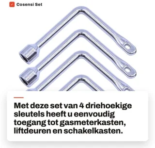 Dailygoods - driehoekige sleutel - 4 stuks