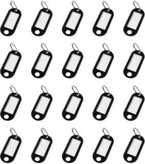 Dailygoods etiketten 20 stuks zwarte plaquette sleutelhanger