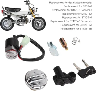 Dailygoods- Gasafdekkingsset voor Dax Skyteam - Contactschakelaar - Helmslot met 2 Sleutels - Installatieaccessoires - Metaallegering ABS - Vervangt originele motorfietscomponenten - Ontstekingsschakelaar
