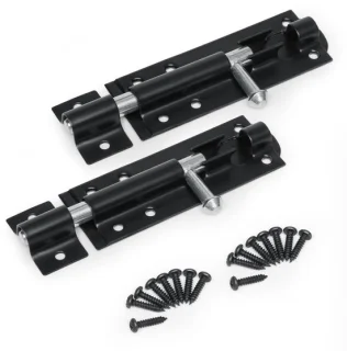 Deurslot met torenbolt, zwart, set van 2