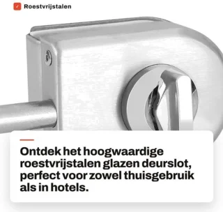 Deurslot roestvrij staal met draaiknop voor frameloze glazen deur