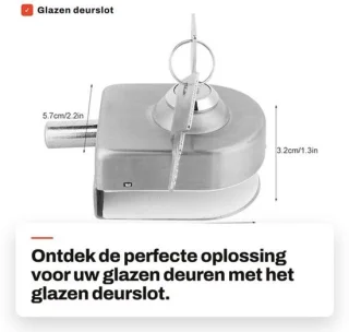 Deurslot roestvrij staal voor glazen deuren, 10-12 mm
