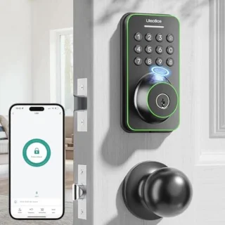Digitaal keyless deurslot met nachtschoot en handvatset - matzwart