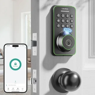 Digitaal keyless deurslot met nachtschoot en handvatset - matzwart