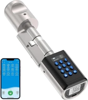 Elektrisch deurslot met cilinderslotcode, zilver