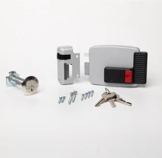 Elektrisch slot - buitendeurslot - ingang 50 mm - aluminium grijs