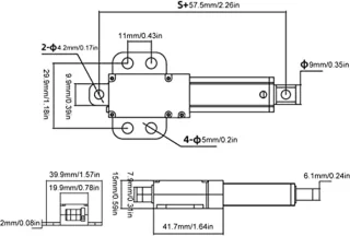 Elektrische micro-lineaire actuator 150N 12V 75 mm slag