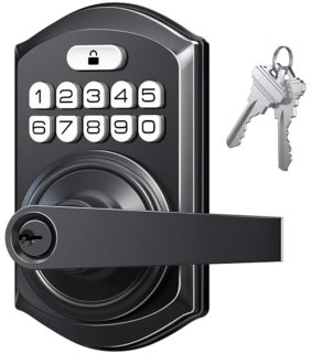 De Elektronisch deurslot met toetsenbord en handvat in één oogopslag
