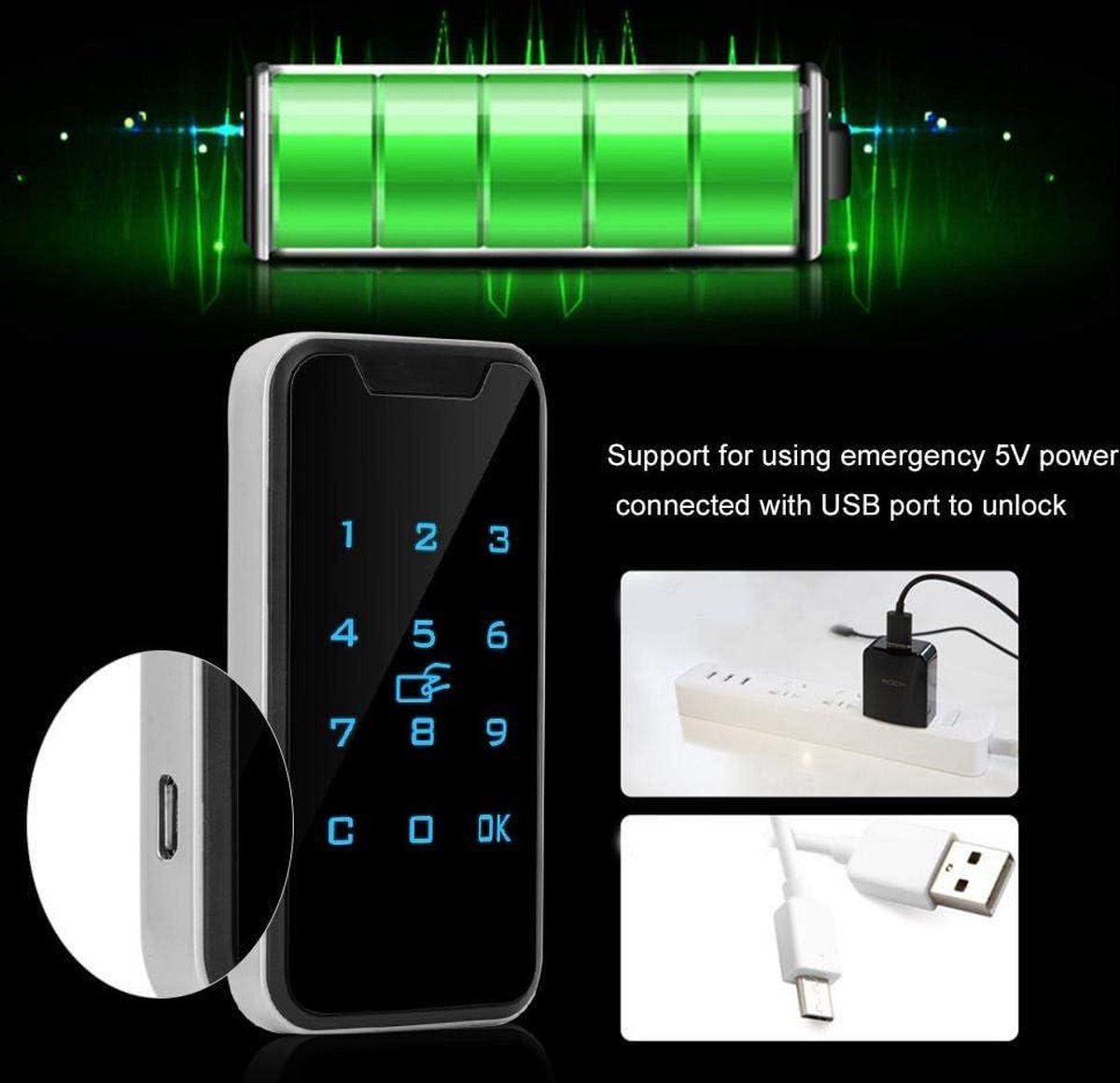 Elektronische Kabinet Lock Zinklegering Smart RFID Wachtwoordsluittype