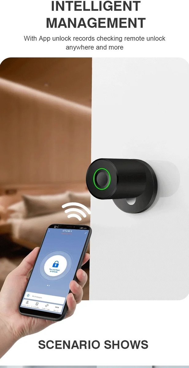 Fingerprint Lock Verstelbaar 70mm Slotcilinder Waterdicht