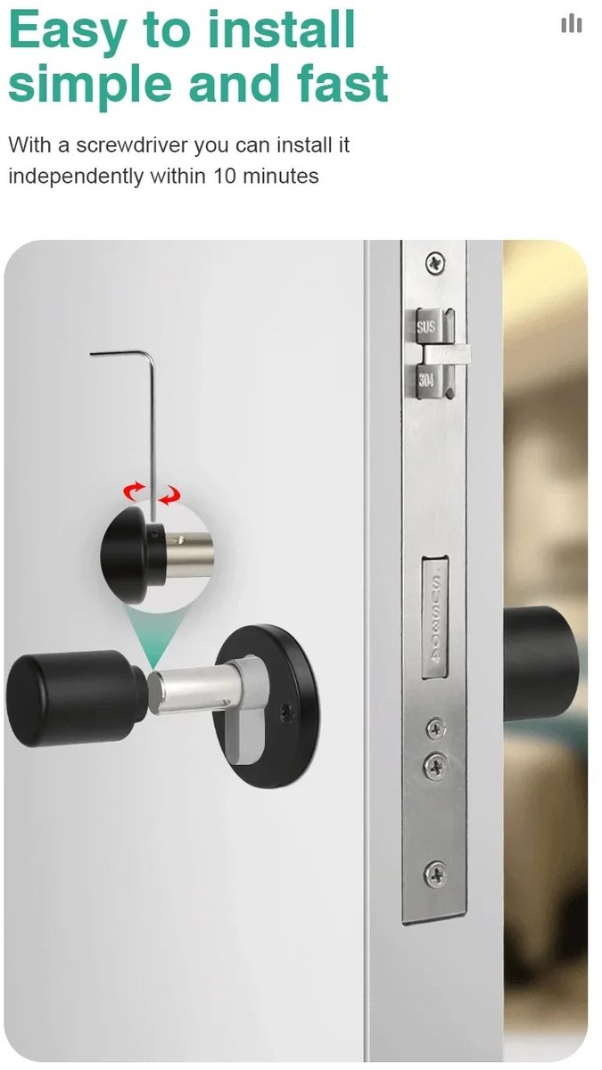 Fingerprint Lock Verstelbaar 70mm Slotcilinder Waterdicht