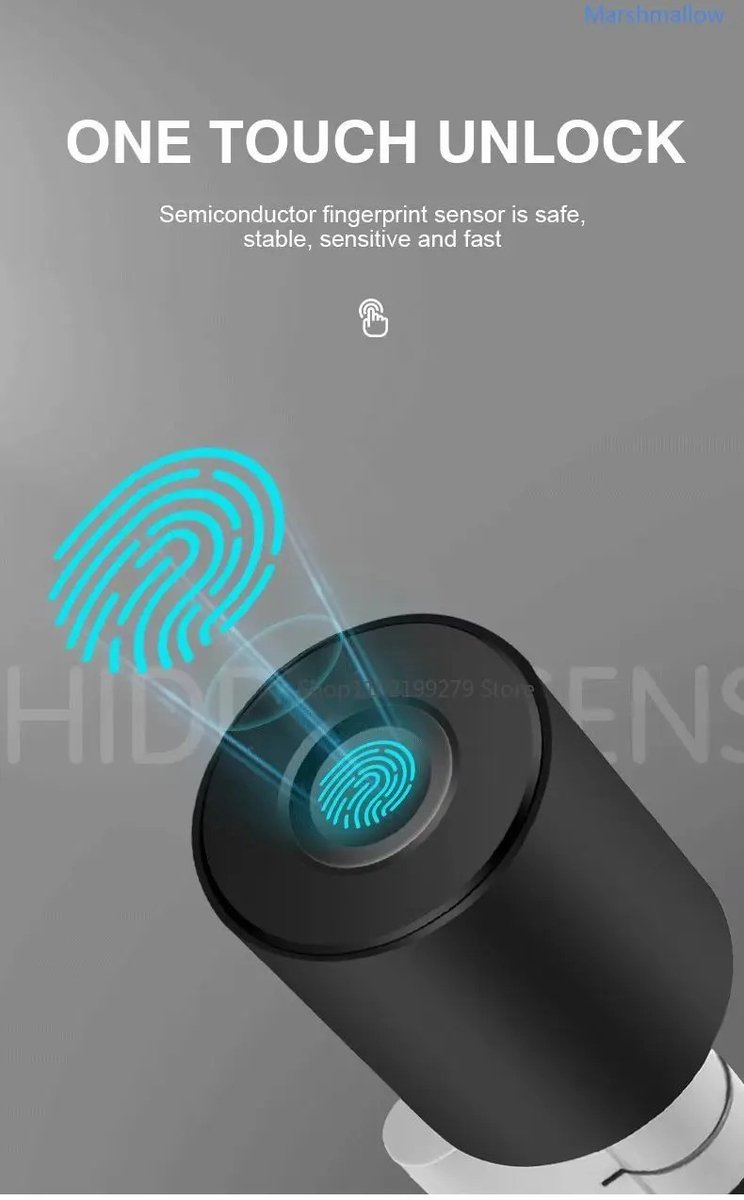 Fingerprint Lock Verstelbaar 70mm Slotcilinder Waterdicht