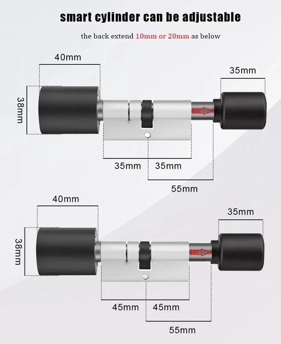 Fingerprint Lock Verstelbaar 70mm Slotcilinder Waterdicht