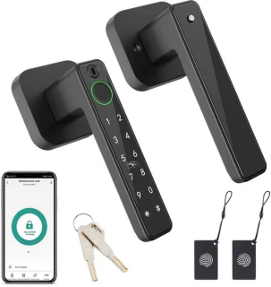 FITNATE slim vingerafdrukdeurslot 5-in-1 mat zwart