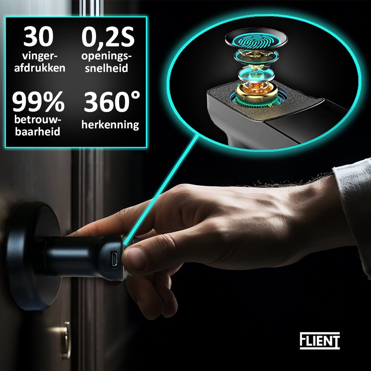 Flient Smart Lock Casual 1.0 Zwart Deurslot