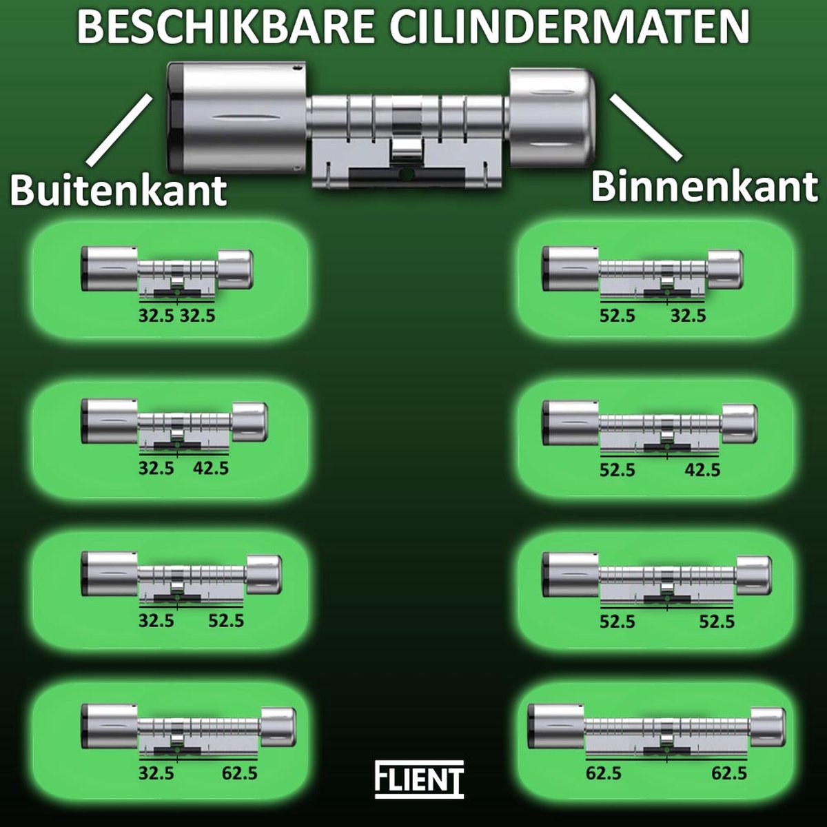 Flient Smart Lock Eon Slim Cilinderslot 32.5/32.5 RVS