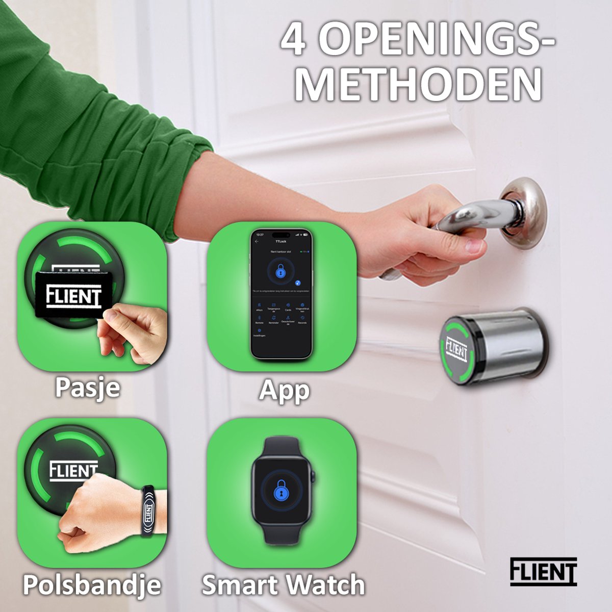 Flient Smart Lock Eon Slim Cilinderslot 32.5/32.5 RVS