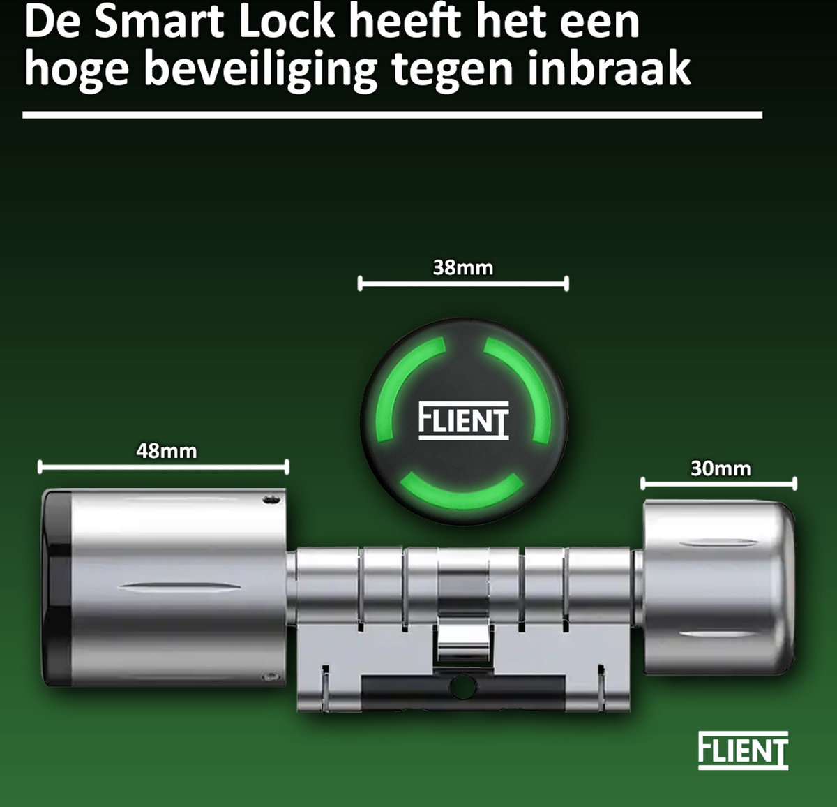 Flient Smart Lock Eon Slim Cilinderslot 32.5/32.5 RVS