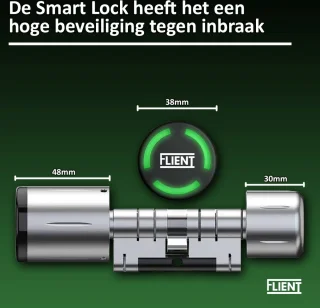 Flient Smart Lock Eon Slim Cilinderslot 32.5/32.5 RVS