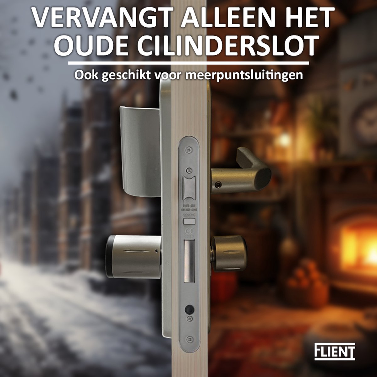 Flient Smart Lock Eon Slim Cilinderslot 32.5/32.5 RVS