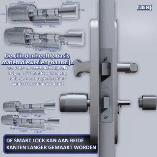 Flient Smart Lock Evo Slim Cilinderslot RVS Zilver