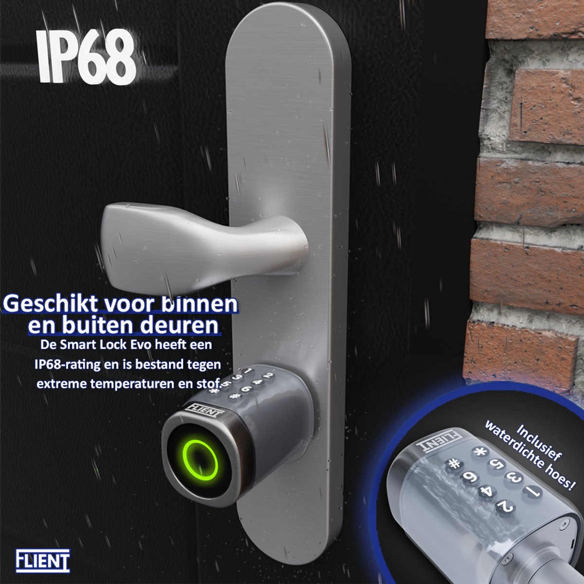Flient Smart Lock Evo Slim Cilinderslot RVS Zilver