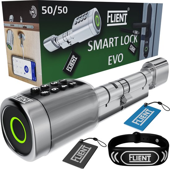 Flient Smart Lock Evo Slim Cilinderslot RVS Zilver