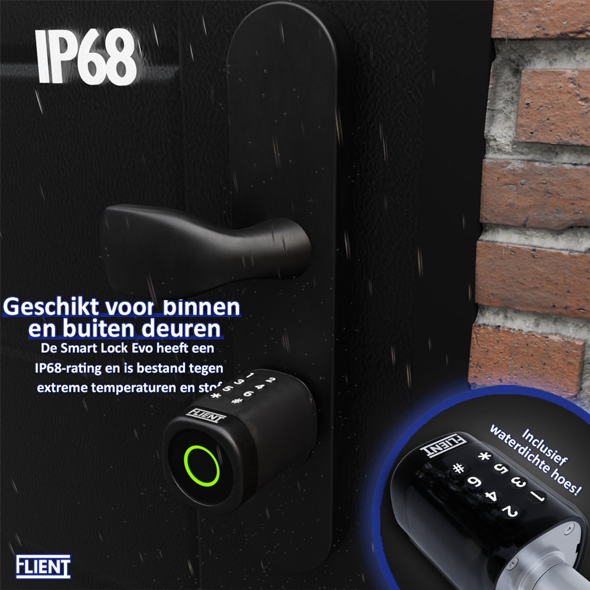 Flient Smart Lock Evo Slim Cilinderslot Zwart RVS