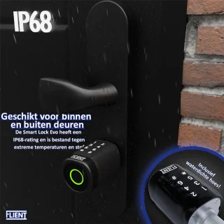 Flient Smart Lock Evo Slim Cilinderslot Zwart RVS