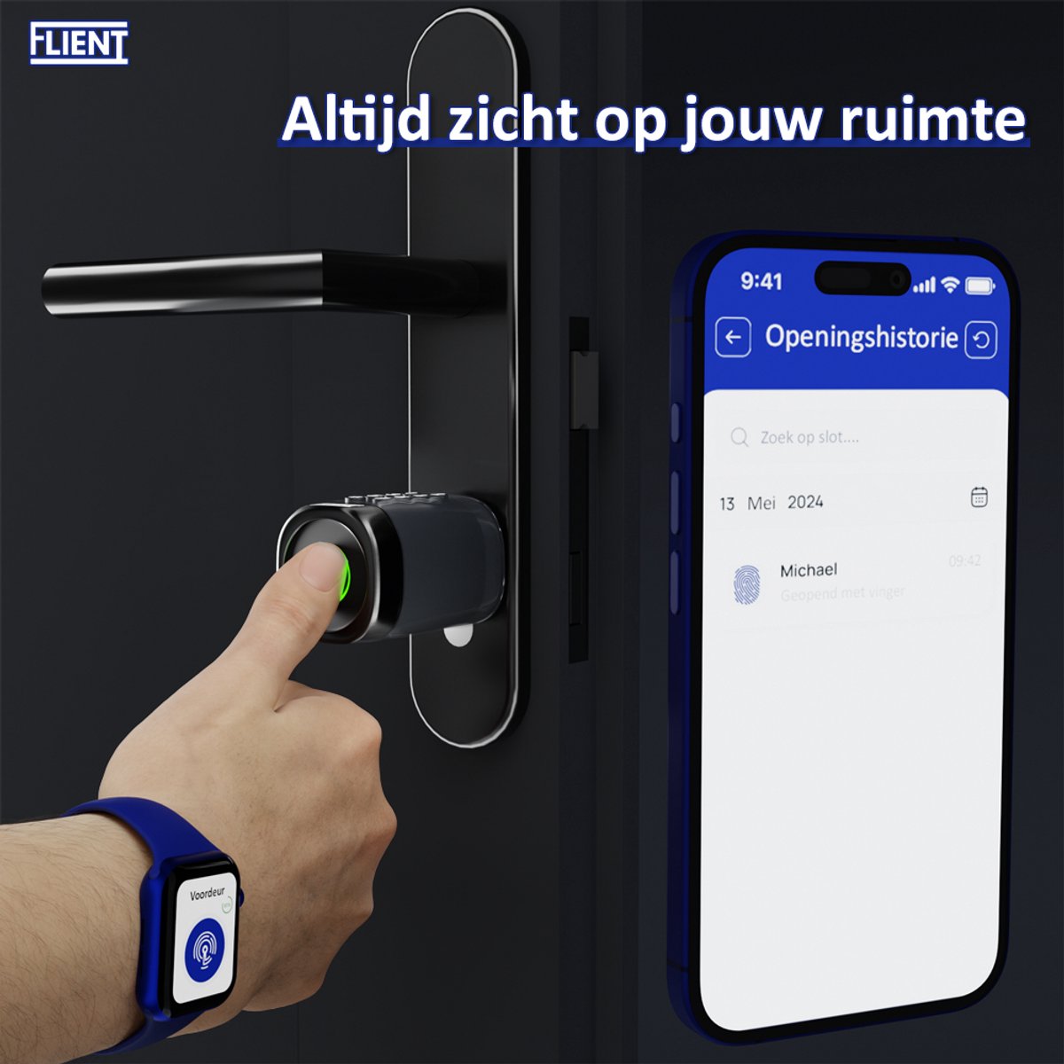 Flient Smart Lock Evo Slim Cilinderslot Zwart RVS