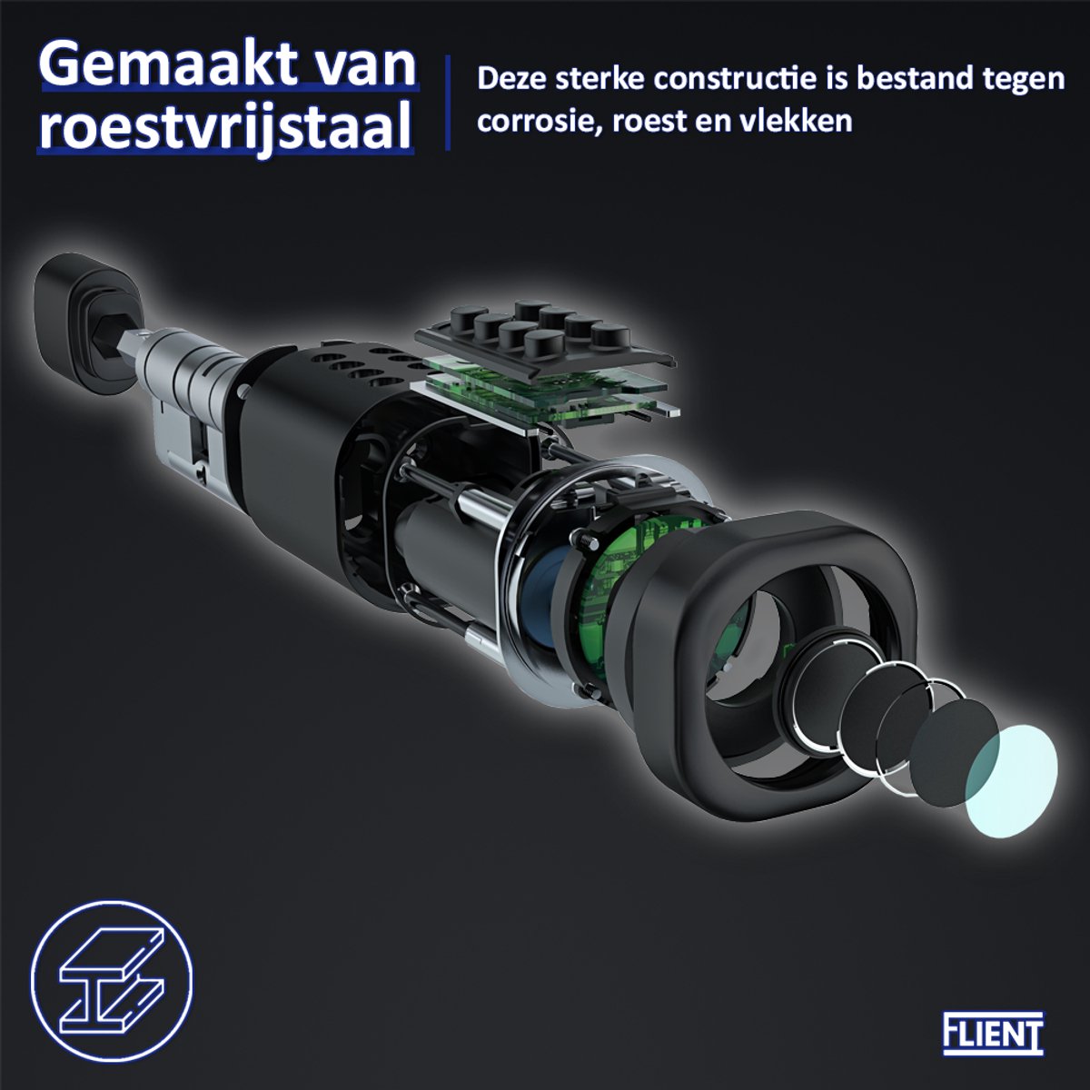 Flient Smart Lock Evo Slim Cilinderslot Zwart RVS