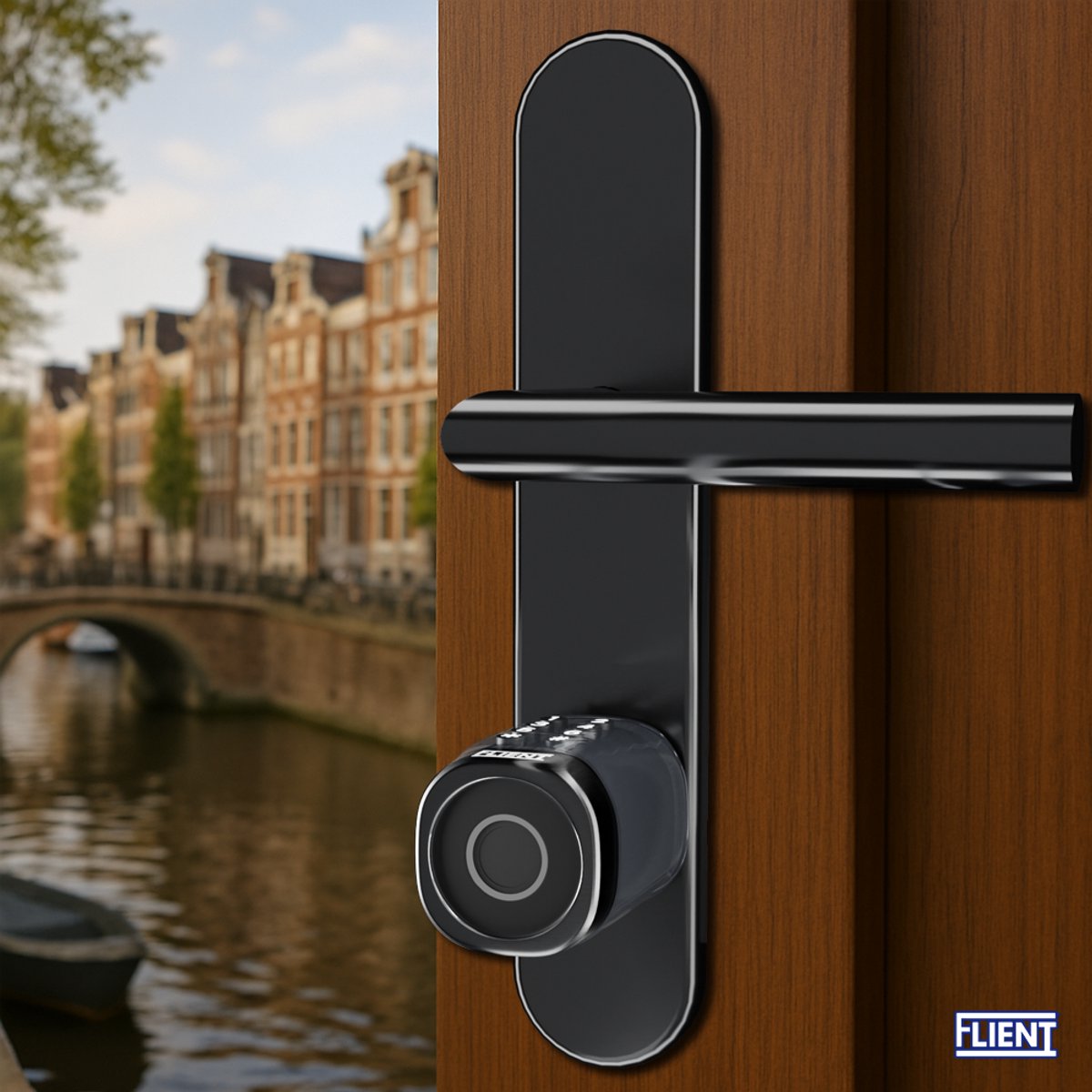 Flient Smart Lock Evo Slim Cilinderslot Zwart RVS