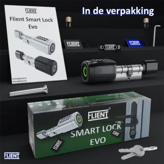 Flient Smart Lock Evo Slim Cilinderslot Zwart/RVS 37/37