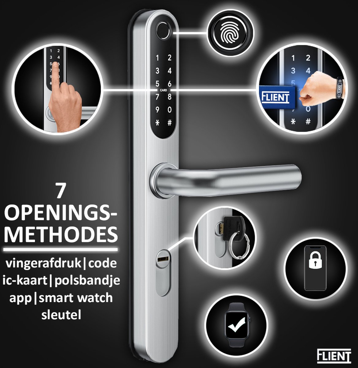 Flient Smart Lock Versa Deurslot Zilver RVS