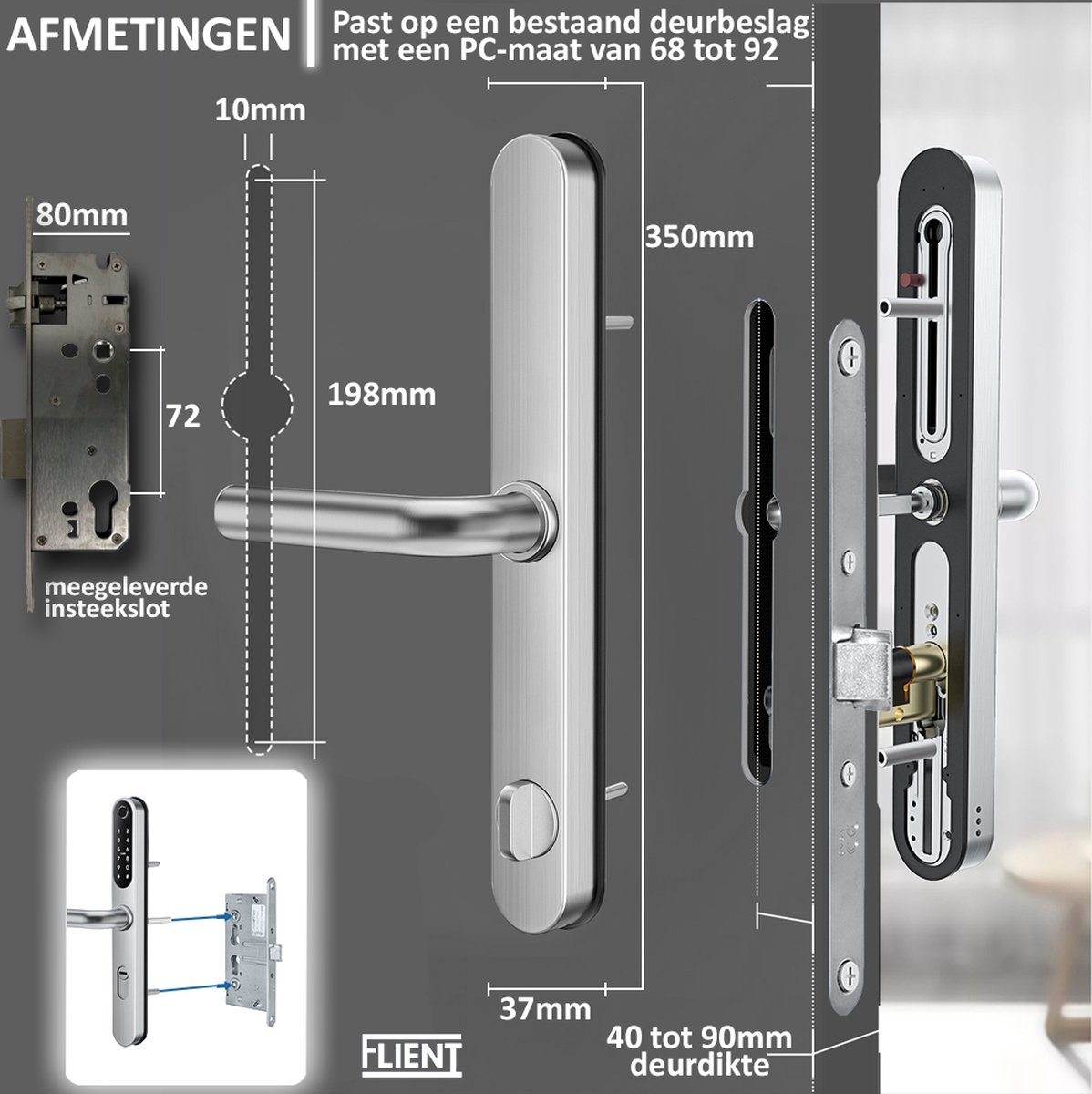 Flient Smart Lock Versa Deurslot Zilver RVS
