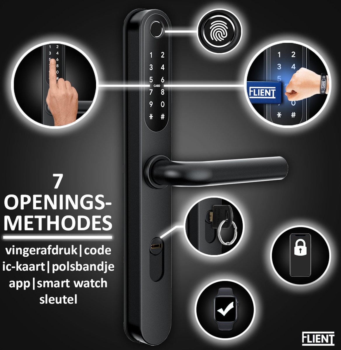 Flient Smart Lock Versa Slimme Deurslot Zwart/RVS