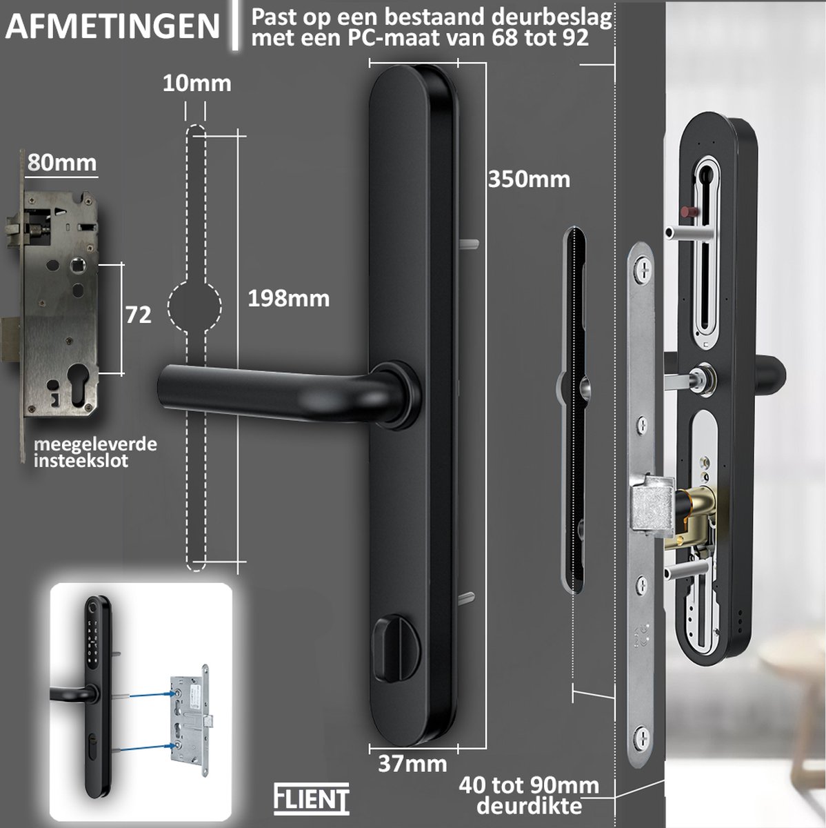 Flient Smart Lock Versa Slimme Deurslot Zwart/RVS