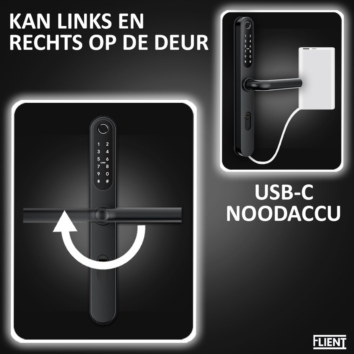Flient Smart Lock Versa Slimme Deurslot Zwart/RVS