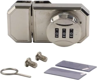 Glazen deurslot combinatieslot kast zilverkleurig