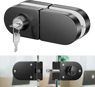 Glazen deurslot veiligheidsslot - 10-12 mm - geborsteld zwart