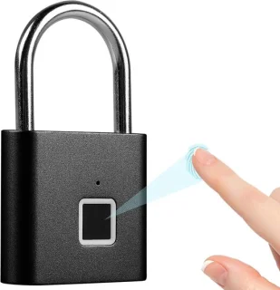 Hangslot met vingerafdruk, weerbestendig, zwart