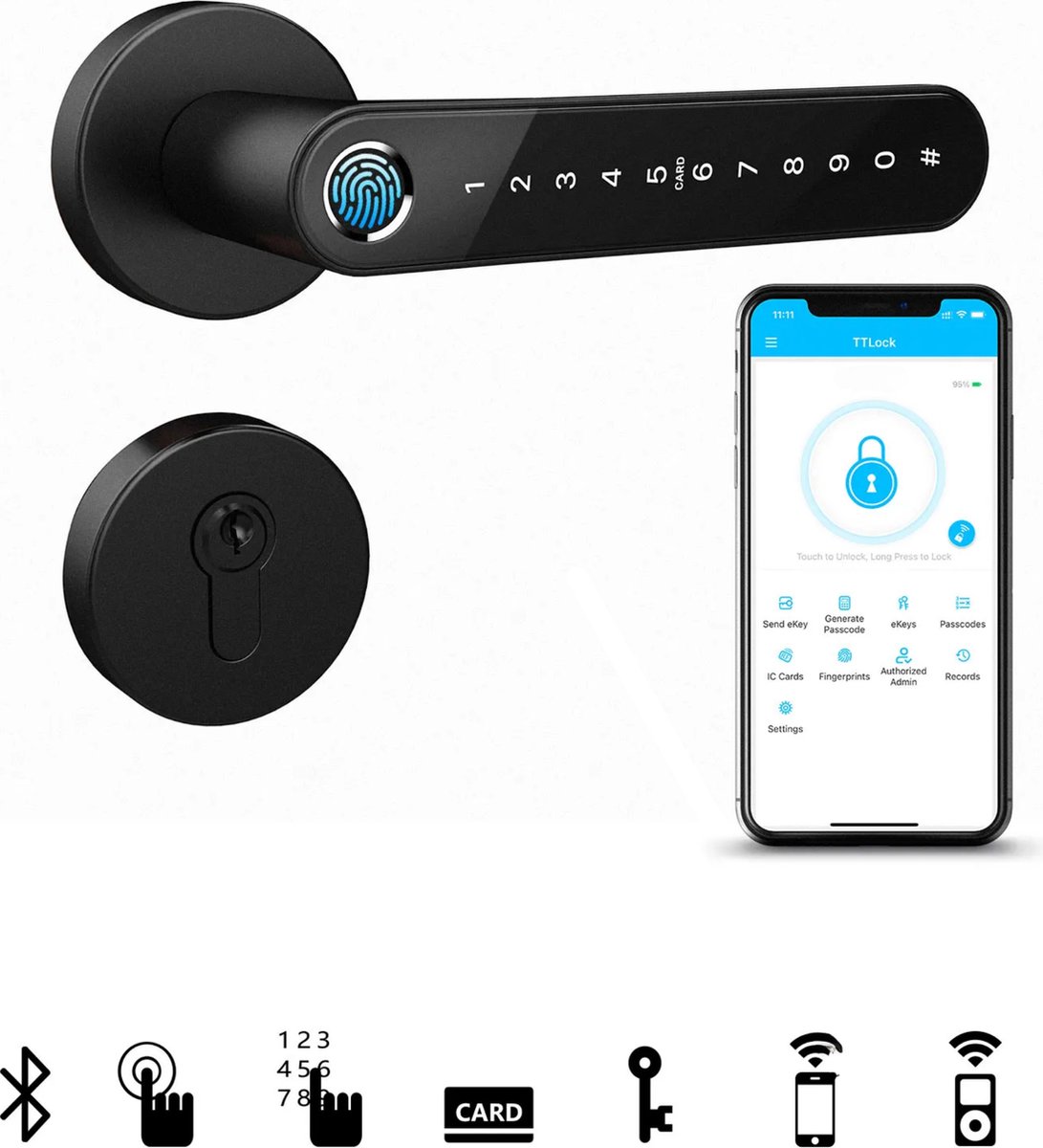 Keepad Slim Slot Vingerprint Bluetooth App Code RFID Sleutel