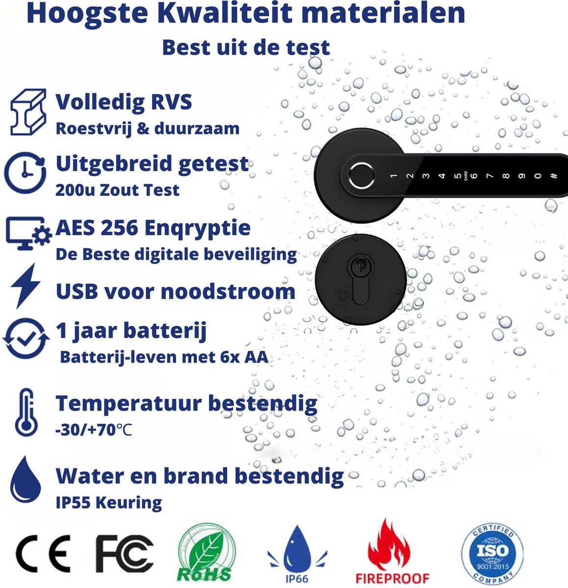 Keepad Slim Slot Vingerprint Bluetooth App Code RFID Sleutel
