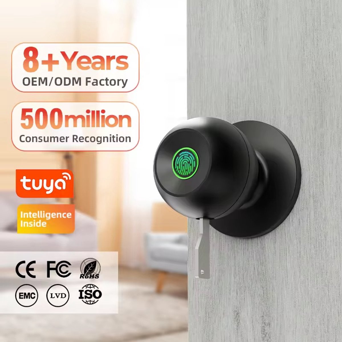 Lordani Vingerafdruk Slimme Deurslot Zwart Smart Lock