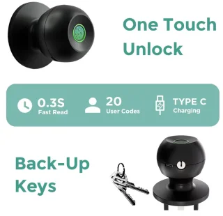 Lordani Vingerafdruk Slimme Deurslot Zwart Smart Lock